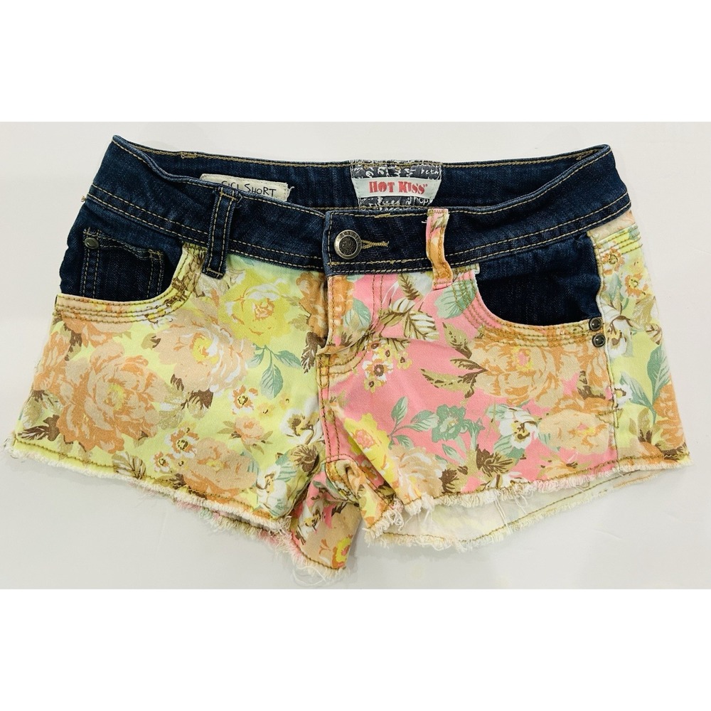 Hot Kiss Vintage Y2K Micro Shorts Cici Size 1 Floral Patchwork Boho Cutie Baddie